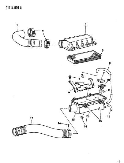 1991 Chrysler LeBaron GTC Air Cleaner Diagram 3 - Thumbnail