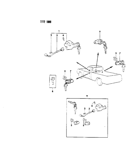 1987 Dodge Ram 50 Ignition Lock Cylinder Diagram for MB415752