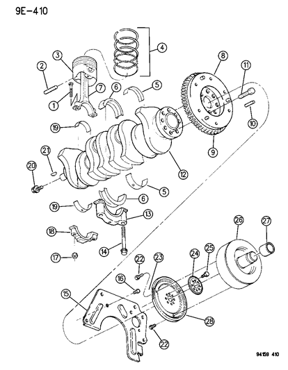1994 Dodge Shadow Crankshaft , Piston & Torque Converter Diagram 1 - Thumbnail