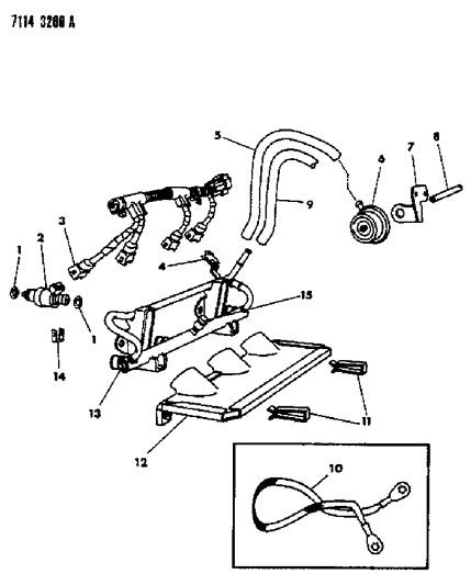 1987 Dodge Lancer Fuel Rail & Related Parts Diagram 2 - Thumbnail