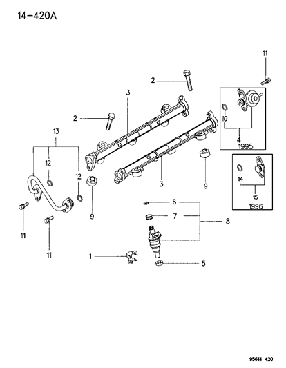 1995 Chrysler Sebring Bolt, Injector (8 X 40) Diagram for MF240661