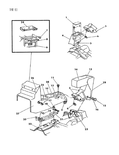 1985 Chrysler Executive Limousine Console & Arm Rest Diagram 2 - Thumbnail