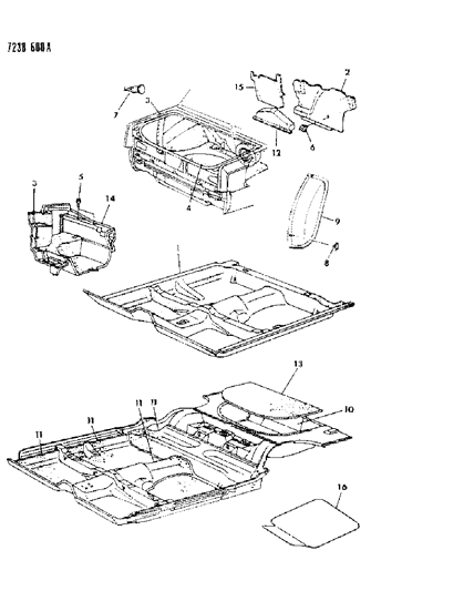 1987 Dodge 600 Sedan Carpet Diagram