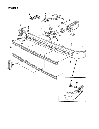 1988 Dodge Omni Bumper, Front And Rear Diagram