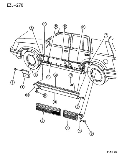 1994 Jeep Grand Cherokee Molding Assembly Retainer Diagram for 55294783