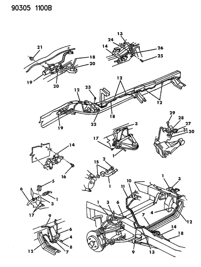 1993 Dodge Dakota Lines & Hoses - Brake Diagram 2 - Thumbnail