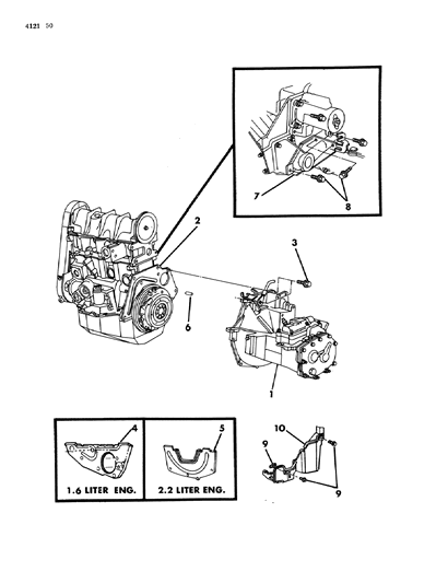 1984 Dodge Rampage Transaxle Assemblies & Mounting of Manual Transmission Diagram