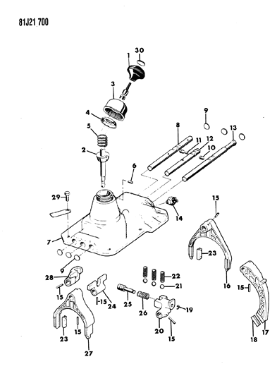 1986 Jeep Comanche Shift Forks, Rails And Shafts Diagram 9 - Thumbnail