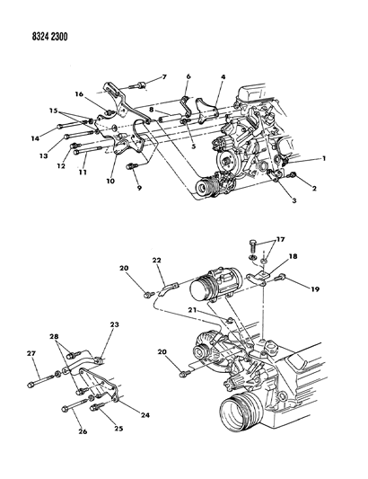 1989 Dodge D150 Mounting - A/C Compressor Diagram 2 - Thumbnail
