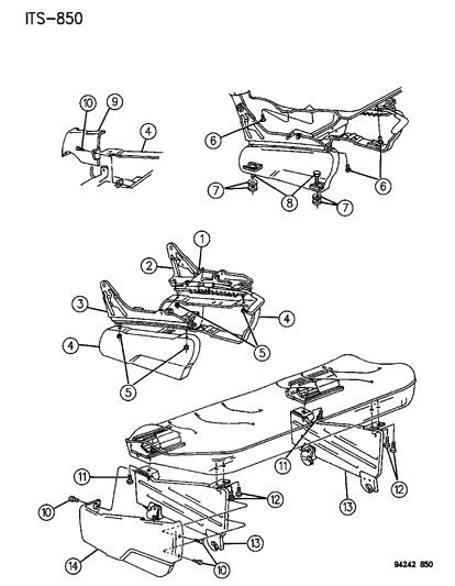 1994 Dodge Caravan Risers - Front & Rear Seat Diagram