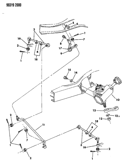 1992 Dodge D150 Gear & Linkage, Steering Diagram 1 - Thumbnail