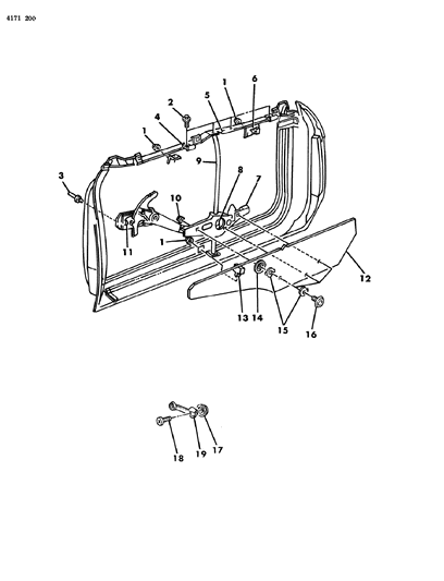 1984 Dodge Omni Door, Front Glass & Regulators Diagram