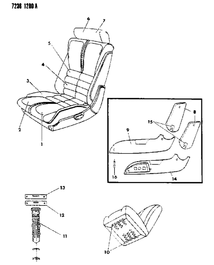 1987 Dodge Daytona Front Seat Diagram 3 - Thumbnail