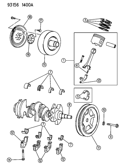 1993 Chrysler New Yorker Salon Crankshaft , Pistons And Torque Converter Diagram 2 - Thumbnail