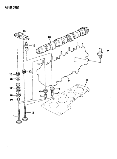 1991 Chrysler LeBaron GTC Camshaft & Valves Diagram 1 - Thumbnail