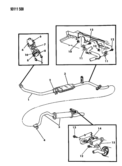 1990 Dodge Spirit Pipe, Tail W/Muffler Diagram for E0041459
