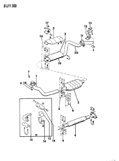 1986 Jeep Wrangler Exhaust System Diagram 2 - Thumbnail