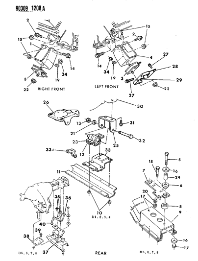 1992 Dodge Ramcharger Mount Bracket Diagram for 3894712