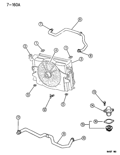 1994 Dodge Caravan Radiator & Related Parts Diagram 2 - Thumbnail