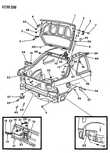 1992 Dodge Shadow Reinforcement, Rear Door Hinge Pillar To Sill, Right Diagram for 2480957