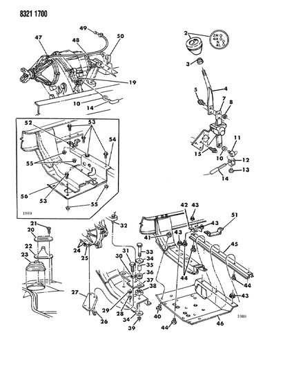 1989 Dodge W150 Motor Mount, Rear Lower Diagram for 4106710