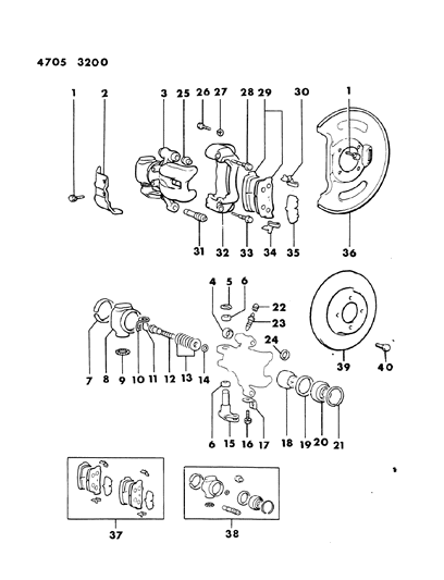 1984 Dodge Colt Brakes, Rear Diagram 1 - Thumbnail