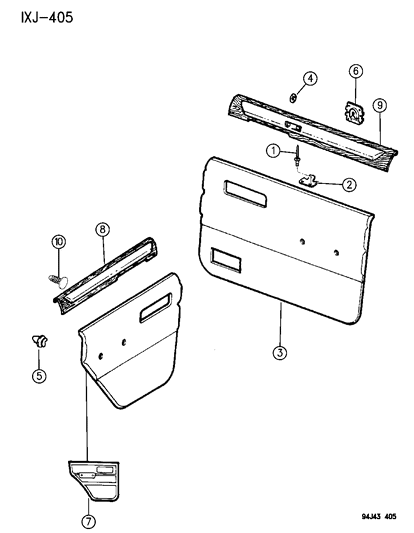 1996 Jeep Cherokee Panels - Door Trim Diagram 2 - Thumbnail