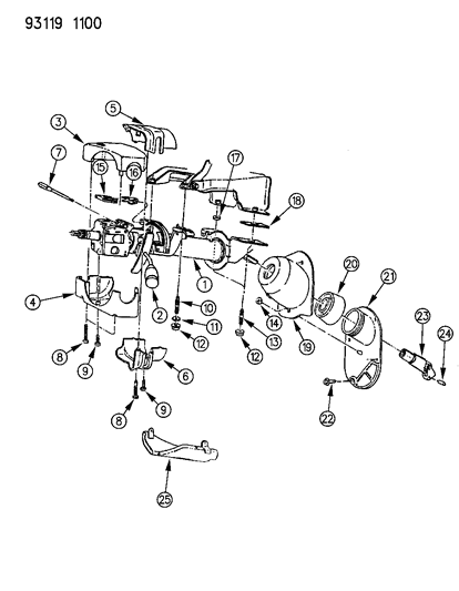 1993 Chrysler New Yorker Salon Column, Steering, Upper And Lower Diagram