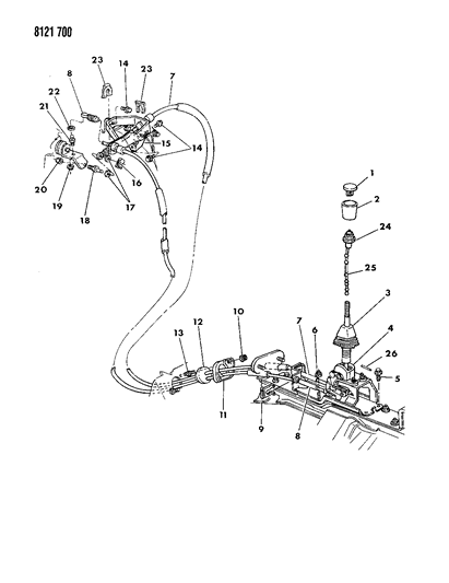1988 Chrysler LeBaron GTS Controls, Gearshift Diagram
