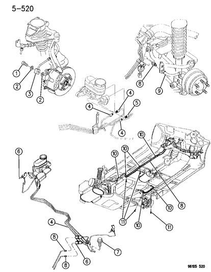 1996 Chrysler Cirrus Lines & Hoses, Brake Diagram 2 - Thumbnail