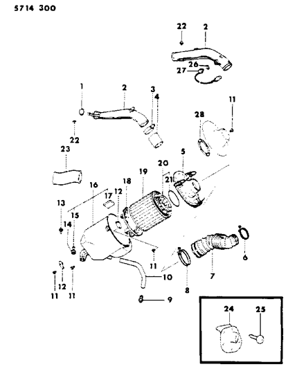 1986 Dodge Conquest Air Inlet Assembly Insulator Diagram for MT206583