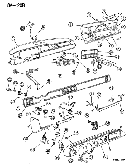 1994 Dodge Ram Wagon Instrument Panel Diagram