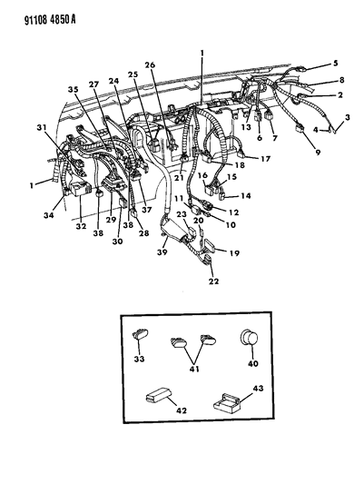 1991 Dodge Daytona Wiring - Instrument Panel Diagram