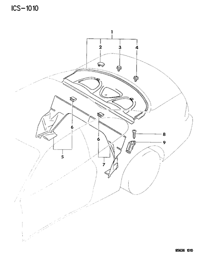 1996 Chrysler Sebring Coupe Rear Shelf Panel Diagram
