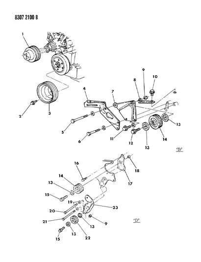 1988 Dodge D150 Idler Pulley Diagram for 3870074