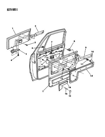1989 Dodge D150 Panel - Door Trim-Front Diagram