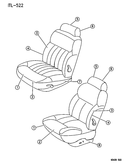 1994 Chrysler Concorde Front Seat Diagram 3 - Thumbnail