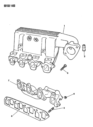 1990 Chrysler LeBaron GTC Manifolds - Intake & Exhaust Diagram 1 - Thumbnail