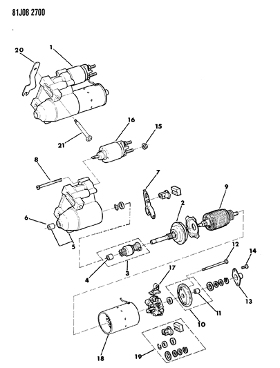 1986 Jeep Comanche Starter & Mounting Diagram 3 - Thumbnail