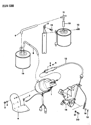 1985 Jeep Wagoneer Speed Control, Engine Compartment Components Diagram 2 - Thumbnail