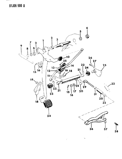 1986 Jeep Wrangler Pedal - Clutch Linkage Diagram 3 - Thumbnail