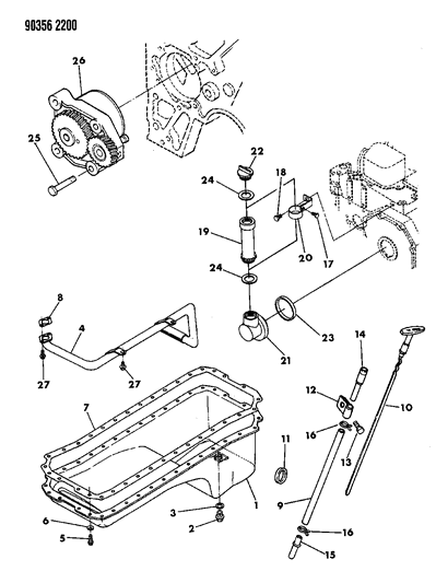 1991 Dodge D150 Engine Oiling Diagram 2 - Thumbnail
