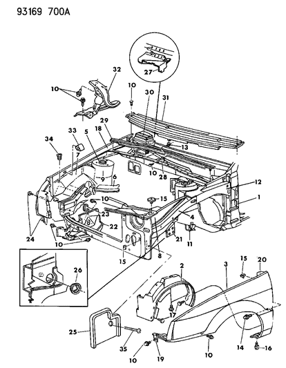 1993 Dodge Shadow Strut Tower Diagram for 4741222
