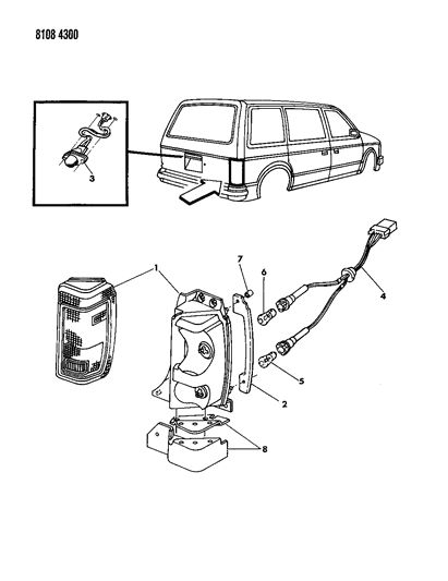 1988 Dodge Caravan Tail Lamp Assembly Diagram for 4399698