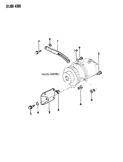 1984 Jeep Wrangler Alternator & Mounting Diagram 2 - Thumbnail