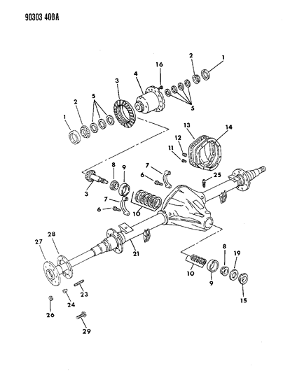 1993 Dodge Ram Wagon Axle, Rear Diagram 1 - Thumbnail