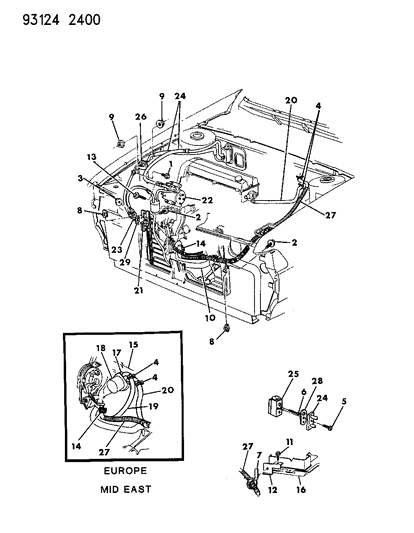 1993 Dodge Daytona Plumbing - A/C & Heater Diagram 2 - Thumbnail