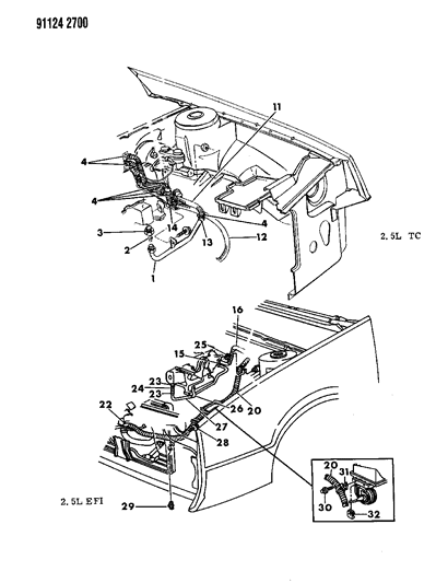 1991 Dodge Daytona Plumbing - A/C & Heater Diagram 3 - Thumbnail