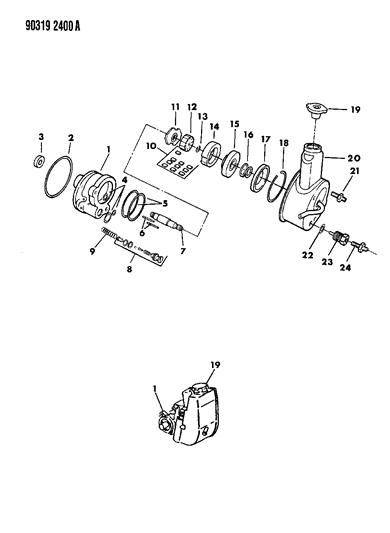 1992 Dodge Dakota Pump, Power Steering W/2.5L Engine (1990) Diagram for R2007104