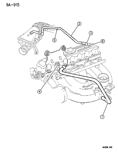 1996 Dodge Dakota Crankcase Ventilation Diagram 1 - Thumbnail